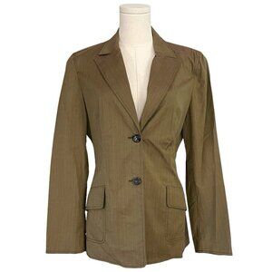 Piazza Sempione Womens Italian Blazer Sz M Office Siren Green Pinstripe Modern